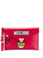 Moschino Logo Print Clutch Bag - Red