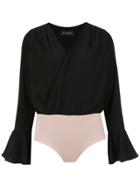 Olympiah Titicaca Wrap Style V Neck Blouse - Black