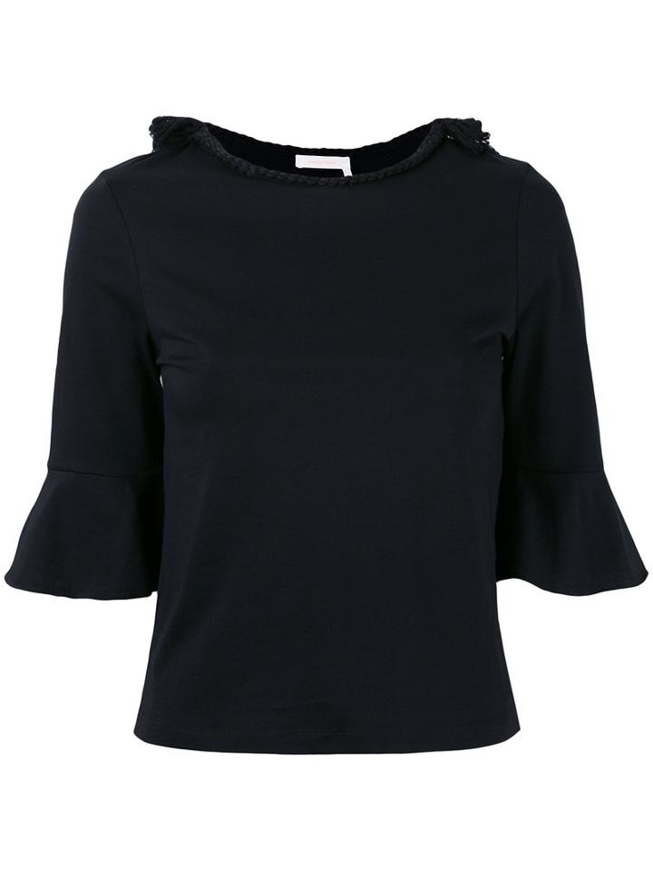 See By Chloé - Neck-trim Top - Women - Cotton - L, Black, Cotton