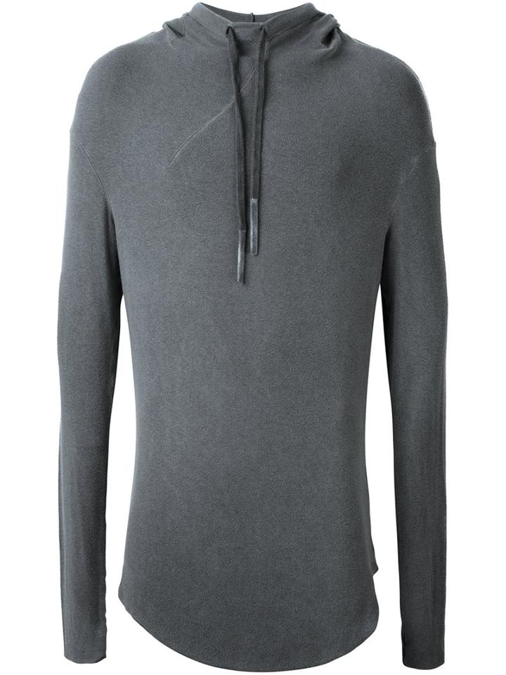 Lost & Found Ria Dunn Curved Hem Hoodie, Men's, Size: Large, Grey, Spandex/elastane/micromodal/cashmere