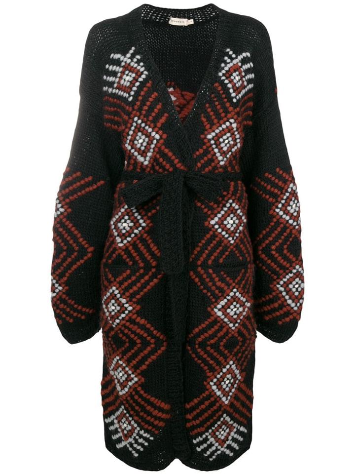 Oneonone Pattern Loose Cardi-coat - Black