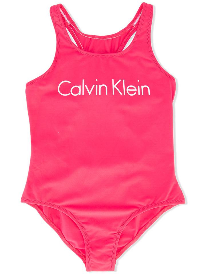 Calvin Klein Kids - Racerback Logo Swimsuit - Kids - Polyamide/spandex/elastane - 12 Yrs, Girl's, Pink/purple
