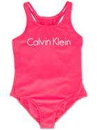 Calvin Klein Kids - Racerback Logo Swimsuit - Kids - Polyamide/spandex/elastane - 12 Yrs, Girl's, Pink/purple