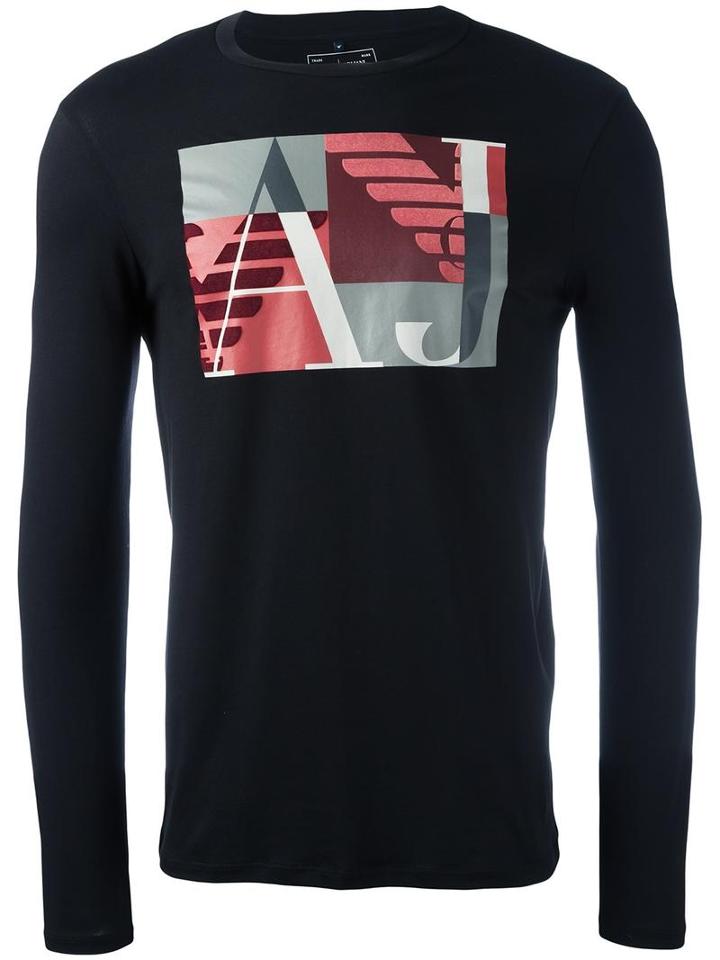 Armani Jeans Logo Print Sweatshirt, Men's, Size: Large, Black, Cotton