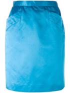 Yves Saint Laurent Vintage Satin Effect Midi Skirt, Women's, Size: 36, Blue