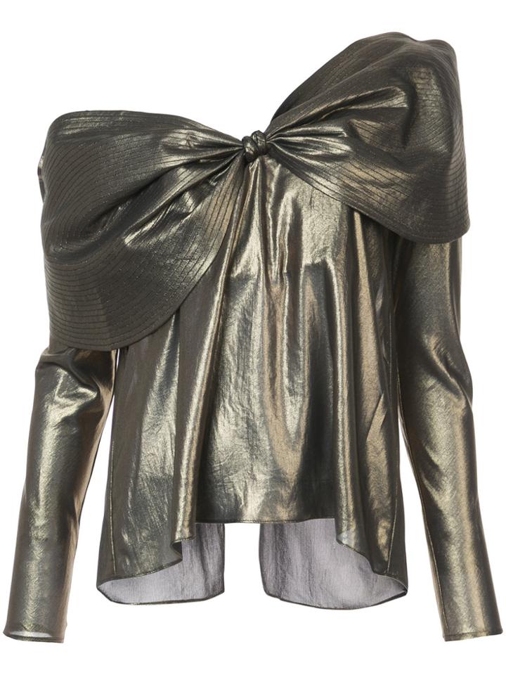 Johanna Ortiz One Shoulder Bow Blouse - Metallic