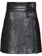 Miu Miu Shiny Nappa Leather Skirt - Black
