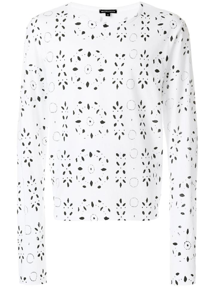 Ann Demeulemeester Broderie Anglaise Print Sweatshirt - White