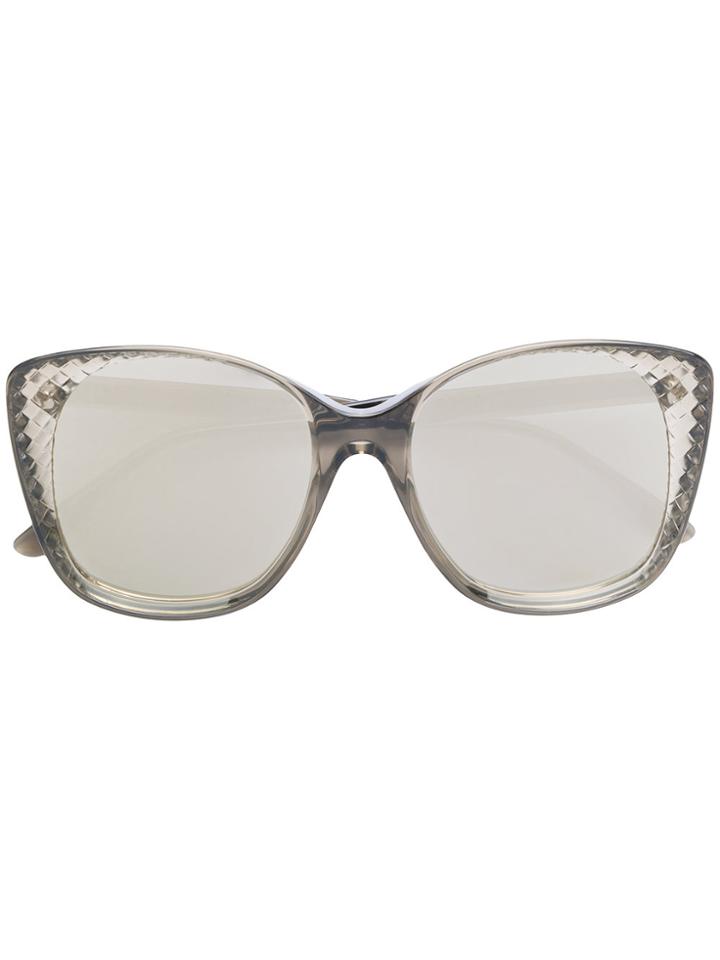 Bottega Veneta Eyewear Oversized Cat Eye Sunglasses - Grey