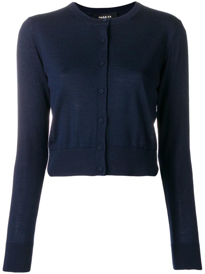Paule Ka Button Cropped Cardigan - Blue