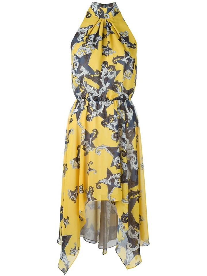 Versace Collection Baroque Star Print Dress, Women's, Size: 40, Yellow/orange, Polyester