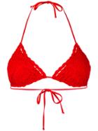 Lace Triangle Bikini Top - Women - Polyamide/spandex/elastane - Ii, Red, Polyamide/spandex/elastane, Ermanno Scervino