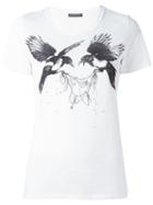 Alexander Mcqueen Bird Print T-shirt, Women's, Size: 38, White, Cotton