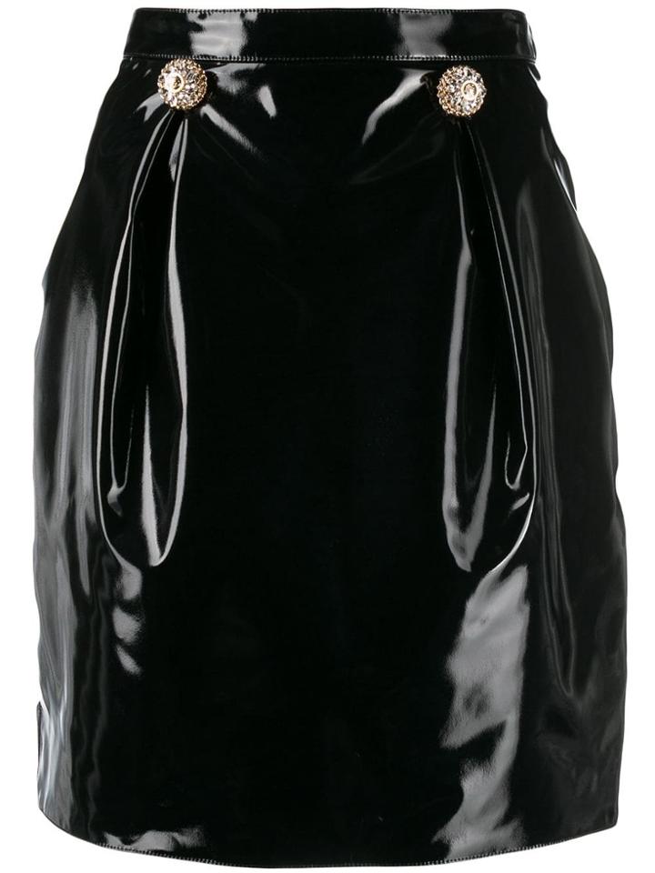 Versace Faux Leather Mini Skirt - Black
