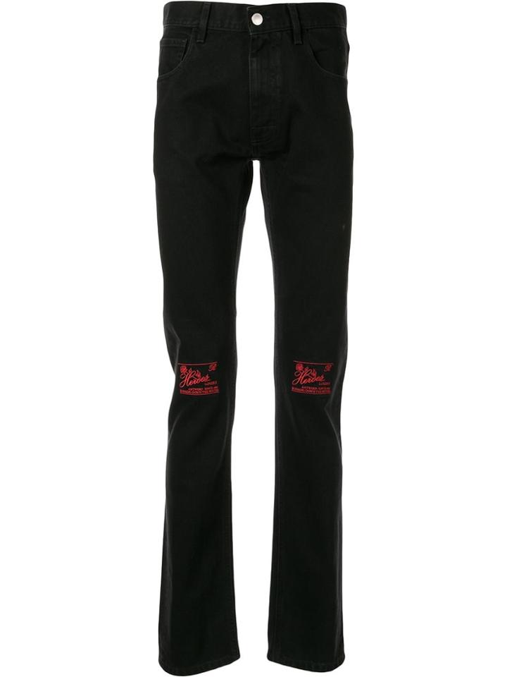Raf Simons Slim-fit Logo Patch Jeans - Black