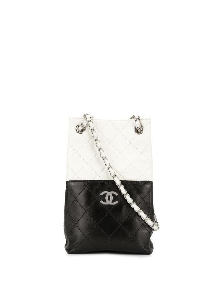 Chanel Pre-owned Double Chain Bucket Bag - White
