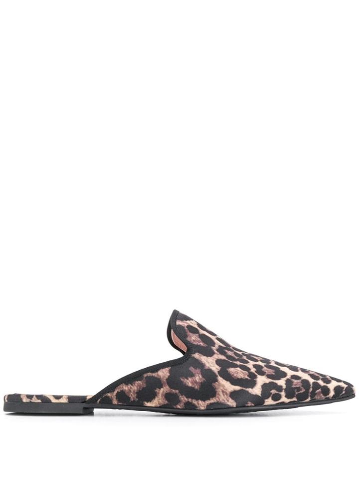 Pretty Ballerinas Animal Print Flat Mules - Black