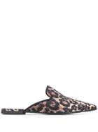 Pretty Ballerinas Animal Print Flat Mules - Black