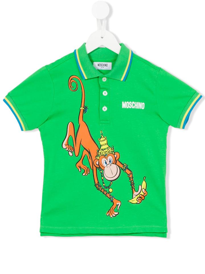 Moschino Kids Monkey Print Polo Shirt, Toddler Boy's, Size: 2 Yrs, Green