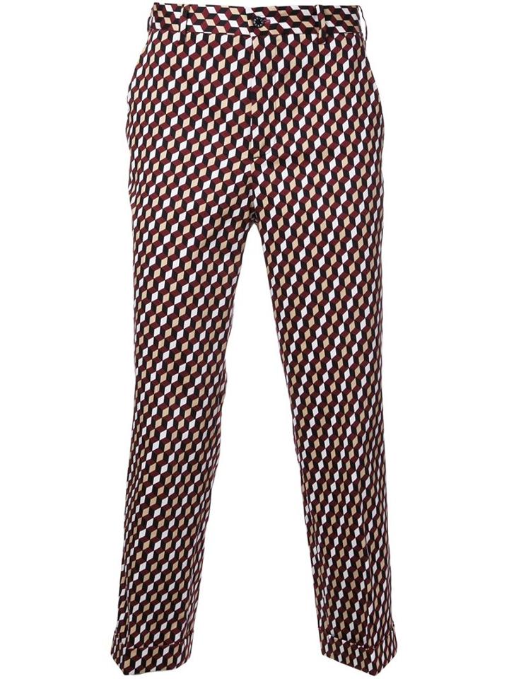 Loveless Cube Print Pants, Men's, Size: 1, Brown, Cotton