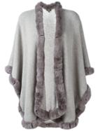 N.peal Furry Trim Cardi-coat, Women's, Grey, Rabbit Fur/cashmere