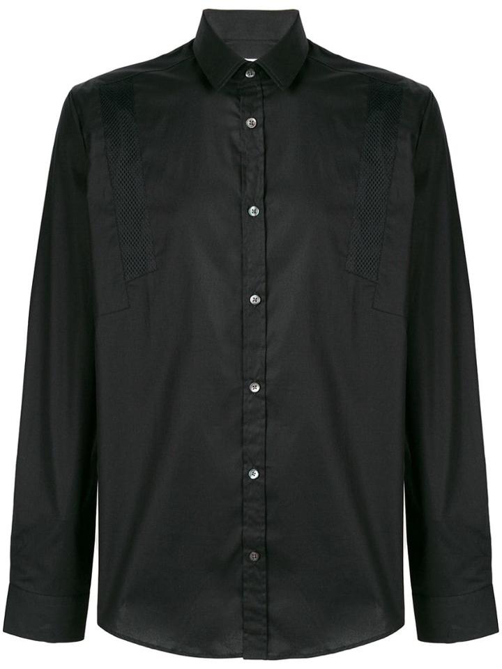 Les Hommes Urban Mesh Panels Shirt - Black