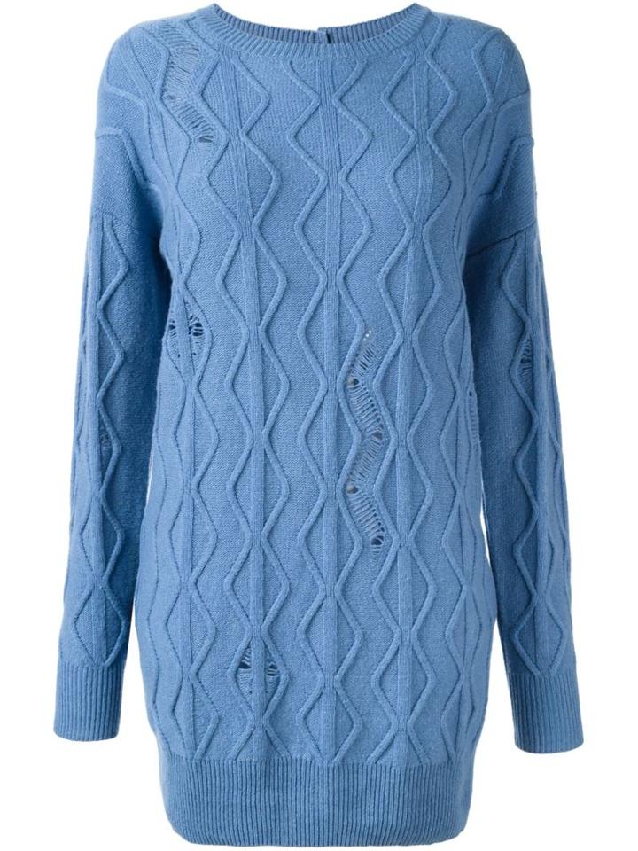 Stella Mccartney Distressed Cable Knit Jumper, Women's, Size: 40, Blue, Cashmere/wool