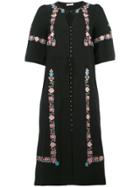 Vilshenko Floral Embroidery Midi Dress - Black