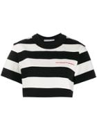 Alexander Wang Cropped Stripe T-shirt - Black