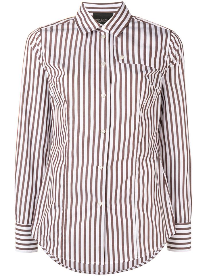 Erika Cavallini Striped Pocket Shirt - Brown