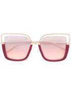 Boucheron Eyewear Oversized Square Frame Sunglasses - Red