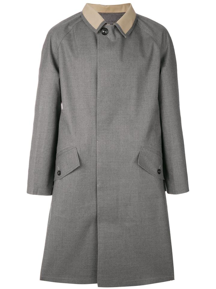 Maison Margiela Contrast-collar Fitted Coat - Grey