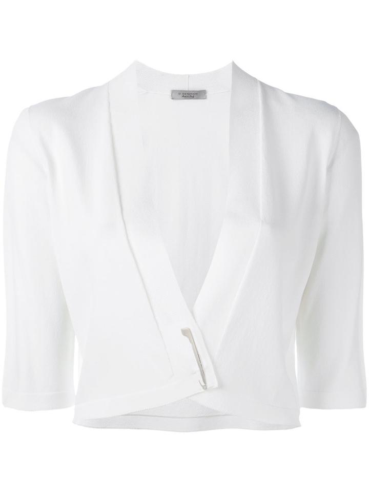 D.exterior Cropped Cardigan, Women's, Size: Xxl, White, Polyamide/viscose