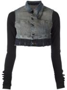 Rick Owens Drkshdw - Cropped Denim Jacket - Women - Cotton/polyethylene/spandex/elastane - M, Blue, Cotton/polyethylene/spandex/elastane