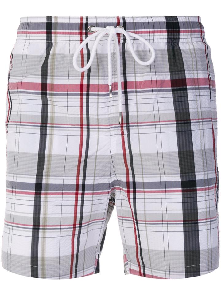 Moncler Gamme Bleu Checked Swim Shorts - White