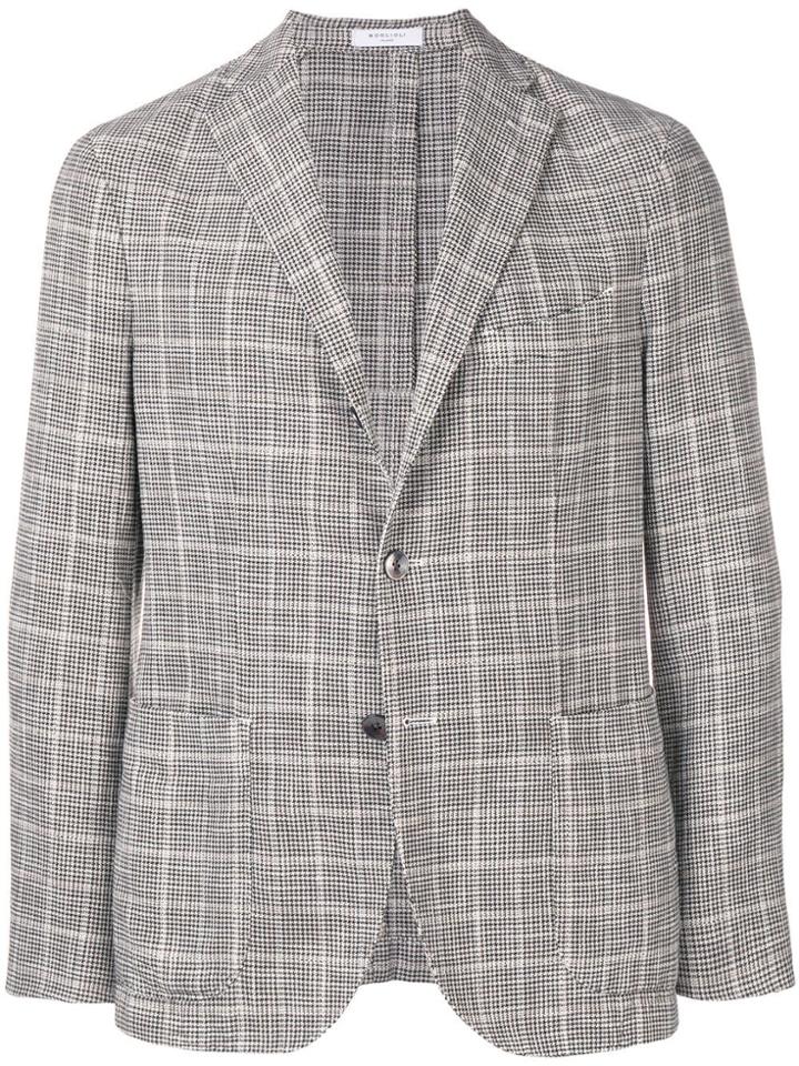 Boglioli Check Button Blazer - Grey