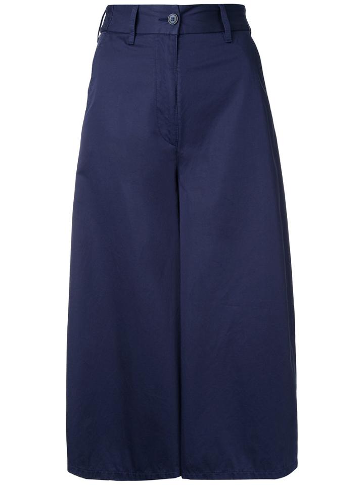 Mm6 Maison Margiela Cropped Wide-leg Trousers, Women's, Size: 36, Blue, Cotton