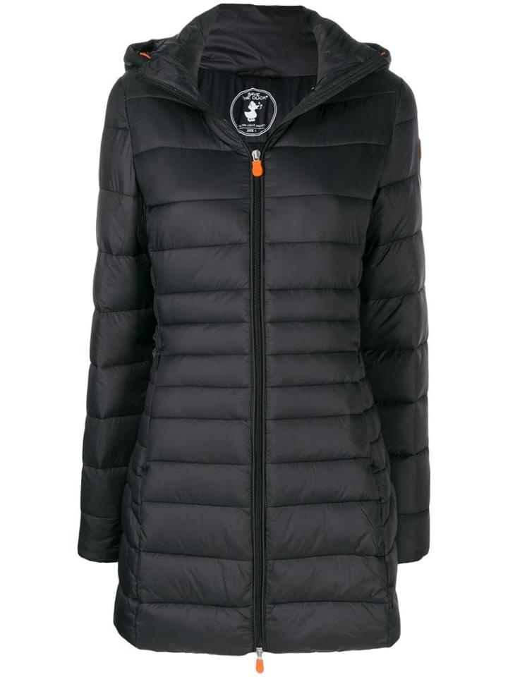 Save The Duck Hooded Padded Midi Coat - Blue