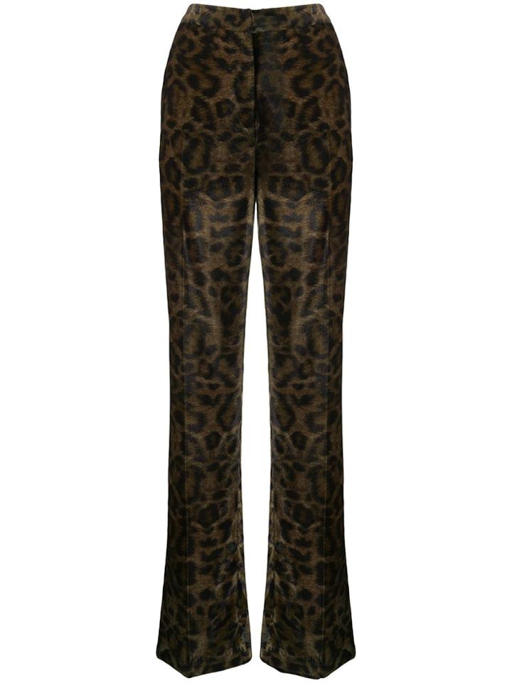 John Richmond Straight Leg Leopard Print Trousers - Green