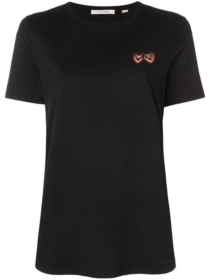 Chinti & Parker Heart Embroidered T-shirt - Black