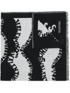 Valentino Monogram Print Scarf - Black