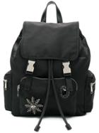 Pinko Brooch Embellished Backpack - Black