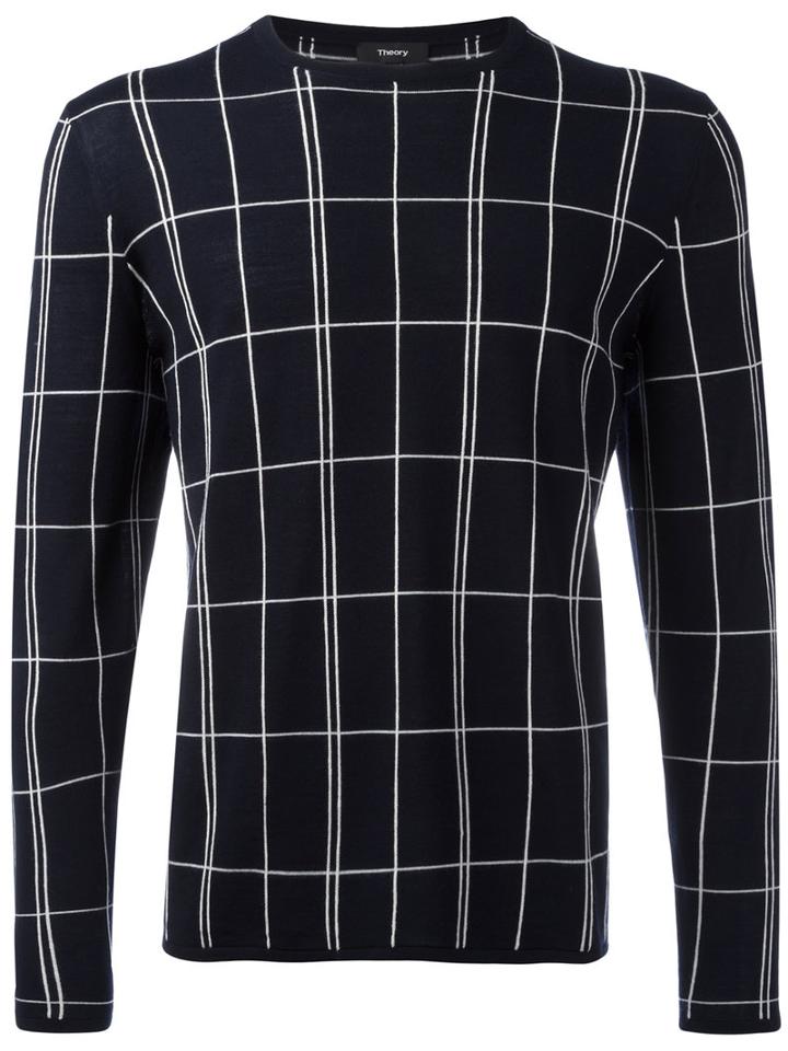 Theory - Grid Knit Jumper - Men - Spandex/elastane/wool - L, Blue, Spandex/elastane/wool
