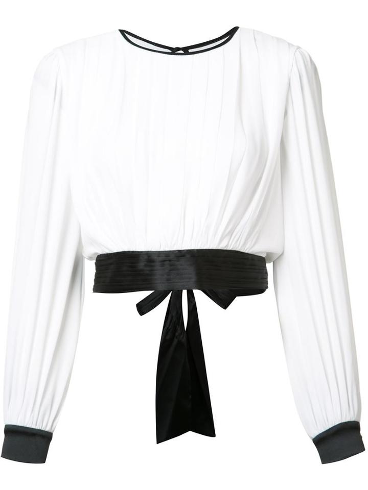 Alice+olivia Tied Blouse, Women's, Size: Xs, White, Silk/polyester/spandex/elastane