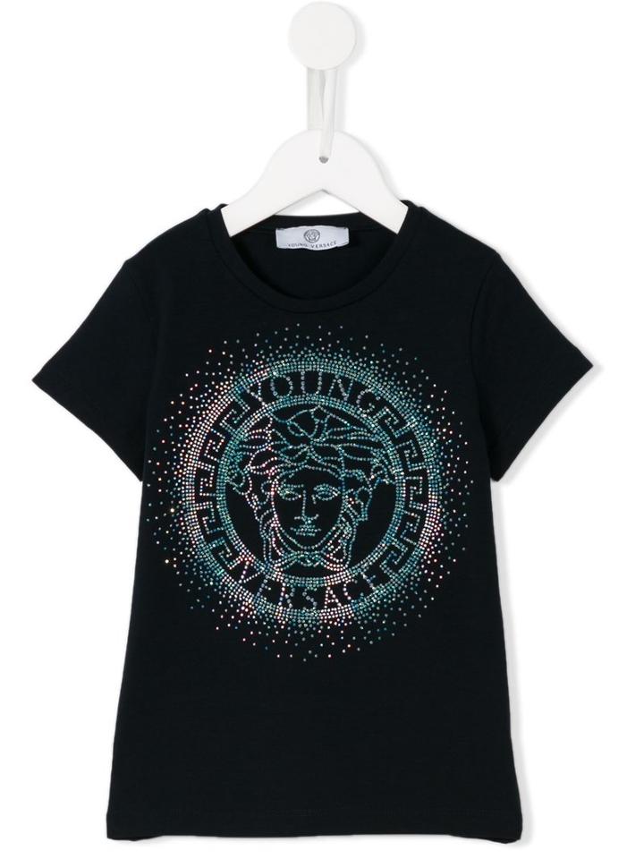 Young Versace Rhinestone Medusa T-shirt, Toddler Girl's, Size: 4 Yrs, Blue