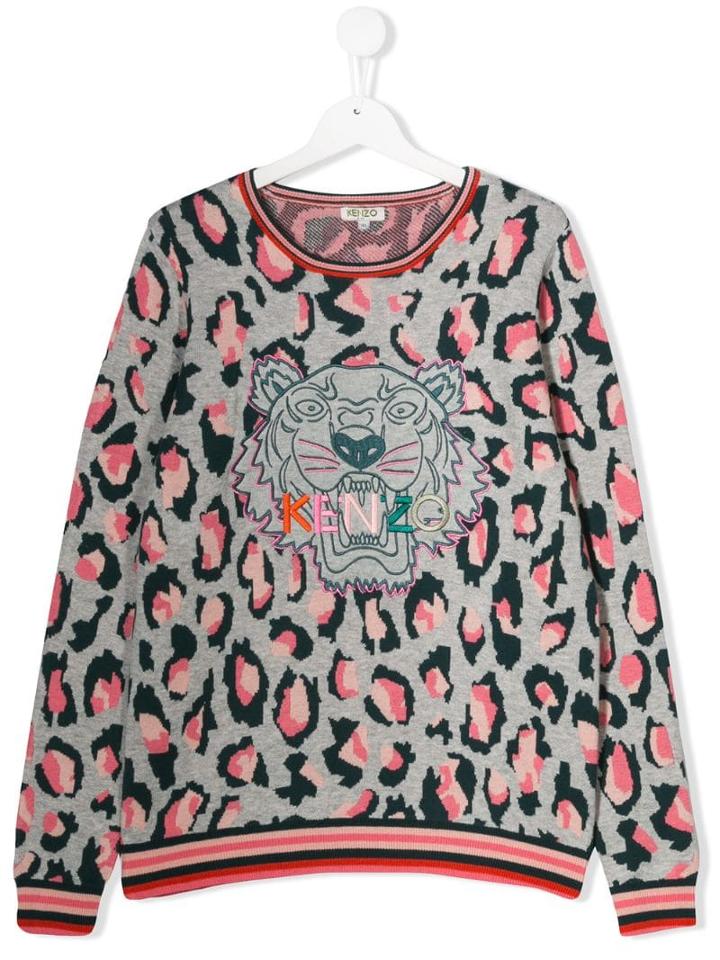 Kenzo Kids Teen Tiger Embroidery Jumper - Grey
