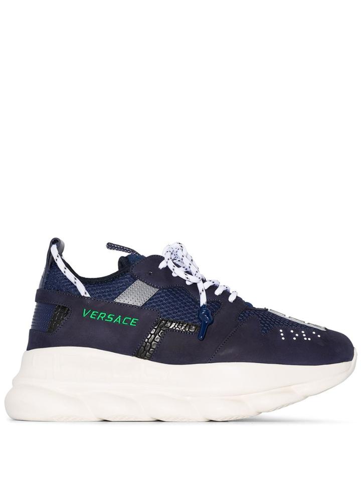 Versace Navy Chain Reaction 2 Sneakers - Blue