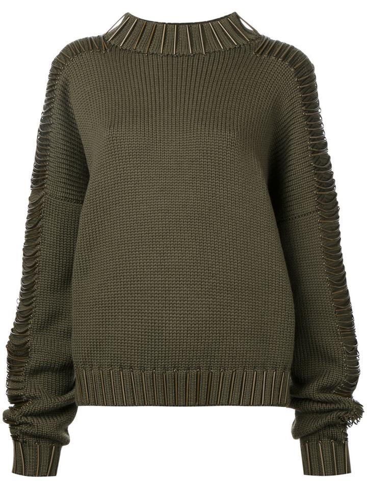 Donnah Mabel Strings Trim Jumper, Women's, Size: 0, Green, Wool