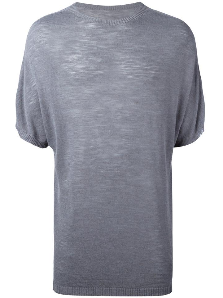 Onebyme Knit T-shirt, Men's, Size: 3, Grey, Linen/flax/viscose