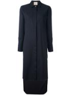 Erika Cavallini Pinstripe Shirt Dress, Women's, Size: 44, Blue, Polyamide/polyester/spandex/elastane/virgin Wool